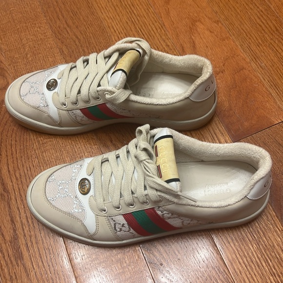 Gucci Authentic Women’s Screener Leather Sneaker with Dust Cloths. Size 40.5. - Picture 3 of 7